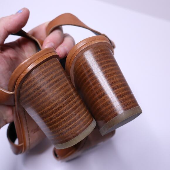 COACH Phoebe Block Heel Sandal Brown Chained Open Toe Ankle Strap Women's 6B - Picture 4 of 8